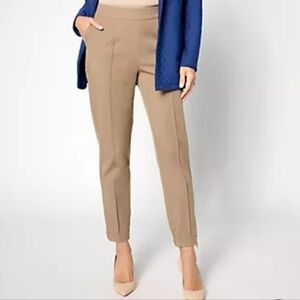 ISAAC MIZRAHI STRETCH PANTS SZ L TAN